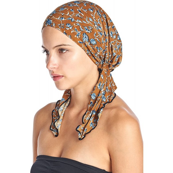 Skullies & Beanies Pre Tied Bandana Turban Chemo Head Scarf Sleep Hair Cover Hat - Brown Birds - CF1863Y2D5I $13.78