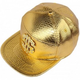 Skullies & Beanies Hip Hop Hat-Flat-Brimmed Hat-Rock Cap-Adjustable Snapback Hat for Men and Women - T-gold - C6199KAAIL9 $13.52