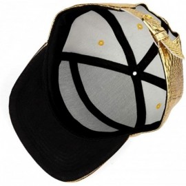 Skullies & Beanies Hip Hop Hat-Flat-Brimmed Hat-Rock Cap-Adjustable Snapback Hat for Men and Women - T-gold - C6199KAAIL9 $13.52
