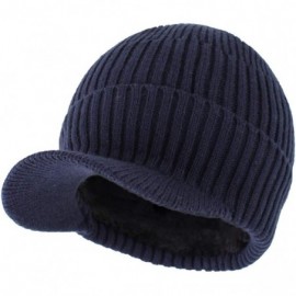 Skullies & Beanies Men's Winter Warm Thick Knit Beanie Hat with Visor - A-navy - CV18AHGRLT3 $11.78