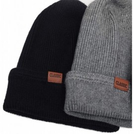 Skullies & Beanies Winter Fleece Beanie Hats for Men Outdoor Stretchy Knit Ski Caps - Black - C818Z7A6NCR $9.04