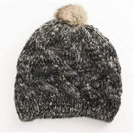 Skullies & Beanies Mens Womens Kids Cable Knitted Bobble Hat Plain Beanie Warm Winter Pom Wooly Cap - Dark Gray - C418KOC6QDQ...