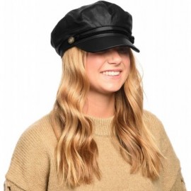 Newsboy Caps Unisex Wool & Faux Leather Greek Fisherman's Cap - Cd3035black - CI18LC6QRMD $20.41