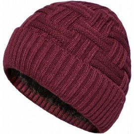 Skullies & Beanies 1-2 Pack Winter Hat Warm Knitted Wool Thick Baggy Slouchy Beanie Skull Cap for Men Women Gifts - A-red-1 P...