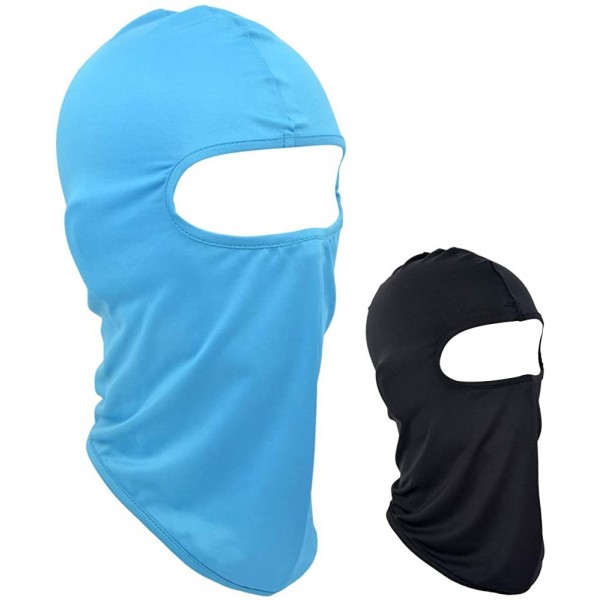 Balaclavas Lycra Balaclava Face Mask Motorcycle Cycling Outdoor Sports 2 Pack - Black+blue - CY18LTSH8MQ $12.46