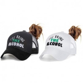 Baseball Caps Womens High Ponytail Hats-Cotton Baseball Caps with Embroidered Funny Sayings - Alcohol-2pack - C018TCZK8MZ $38.84