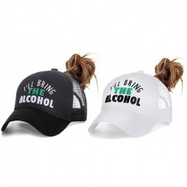 Baseball Caps Womens High Ponytail Hats-Cotton Baseball Caps with Embroidered Funny Sayings - Alcohol-2pack - C018TCZK8MZ $18.91