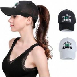 Baseball Caps Womens High Ponytail Hats-Cotton Baseball Caps with Embroidered Funny Sayings - Alcohol-2pack - C018TCZK8MZ $18.91