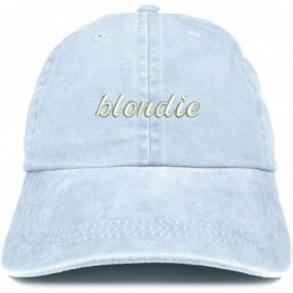Baseball Caps Blondie Embroidered Washed Cotton Adjustable Cap - Light Blue - CA185LTU5RW $32.57