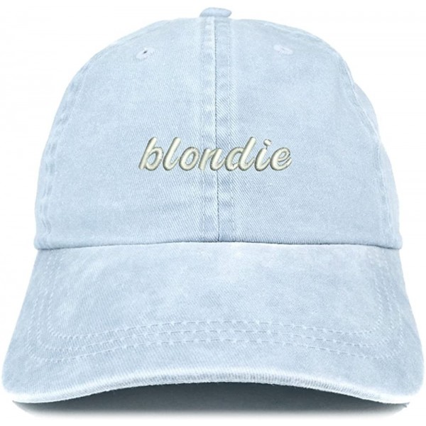 Baseball Caps Blondie Embroidered Washed Cotton Adjustable Cap - Light Blue - CA185LTU5RW $21.71