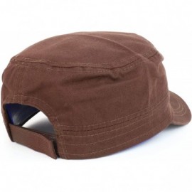 Baseball Caps Plain Castro Flat Top Style Army Cap with Pocket - Brown - CR18OIG6LS9 $16.08