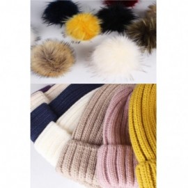 Skullies & Beanies Womens Winter Knitted Beanie Hat with Faux Fur Pom Warm Knit Skull Cap Beanie for Women - 17-dark Purple -...