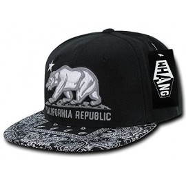 Baseball Caps New California Republic Snapback HAT - Cali Bear Bandana Black - CU12GUD9CYR $15.51