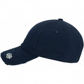 Baseball Caps Dad Hat Baseball Cap Adjustable Distressed Vintage Washed Polo Style Cotton Headwear - Navy - CS18WYC3UWI $12.40