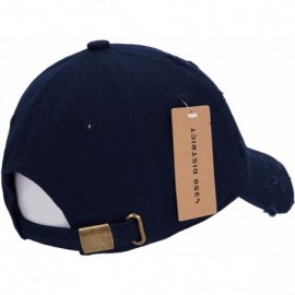 Baseball Caps Dad Hat Baseball Cap Adjustable Distressed Vintage Washed Polo Style Cotton Headwear - Navy - CS18WYC3UWI $12.40