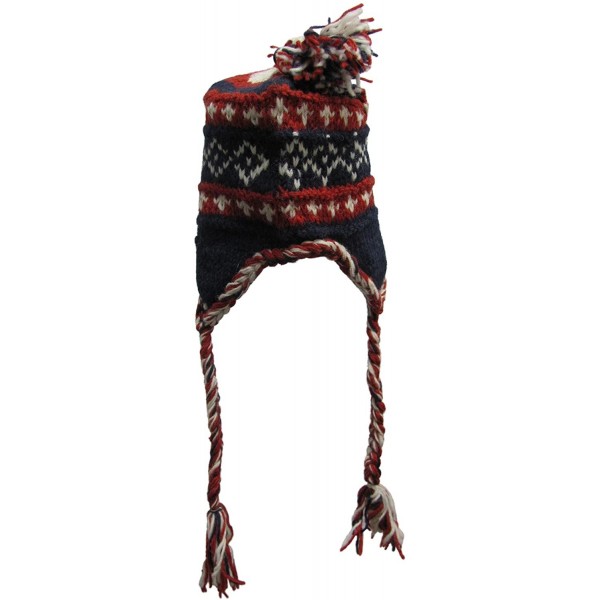 Skullies & Beanies Unisex Handmade Himalayan Wool Serpa Knitted Beanie Hat Cap with Ear Flaps - 2 - CA1809Z6UNA $36.79