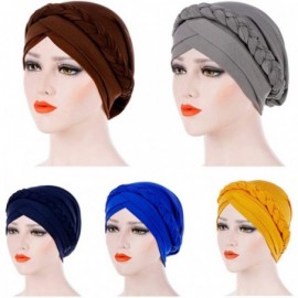 Skullies & Beanies Hijab Braid Silky Turban Hats for Women Cancer Chemo Beanies Cap Headwrap Headwear - Red - CH18R8YDEZX $14.07