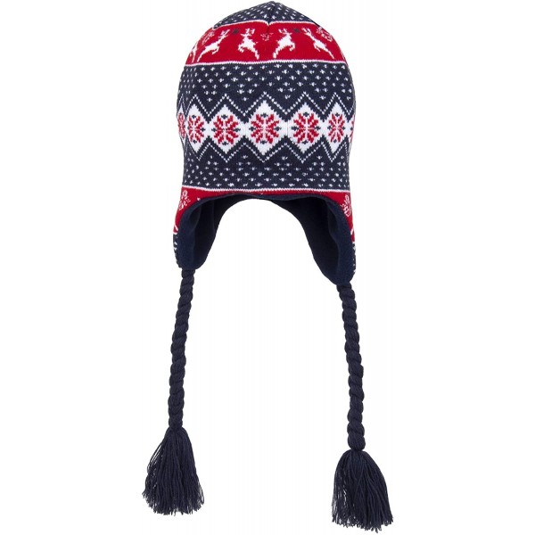 Skullies & Beanies Men's Christmas Hat- Charcoal/Green- One Size - Navy Peruvian - CJ18UUCO6T6 $15.41