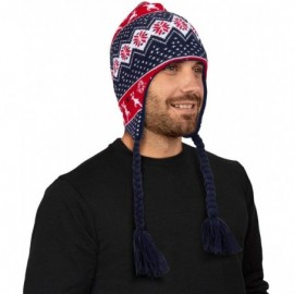 Skullies & Beanies Men's Christmas Hat- Charcoal/Green- One Size - Navy Peruvian - CJ18UUCO6T6 $15.41