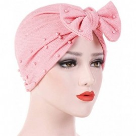 Skullies & Beanies Women Cancer Bow Chemo Hat Beanie Turban Head Wrap Cap with Bowknot - Pink B - CZ18HCOII48 $18.71