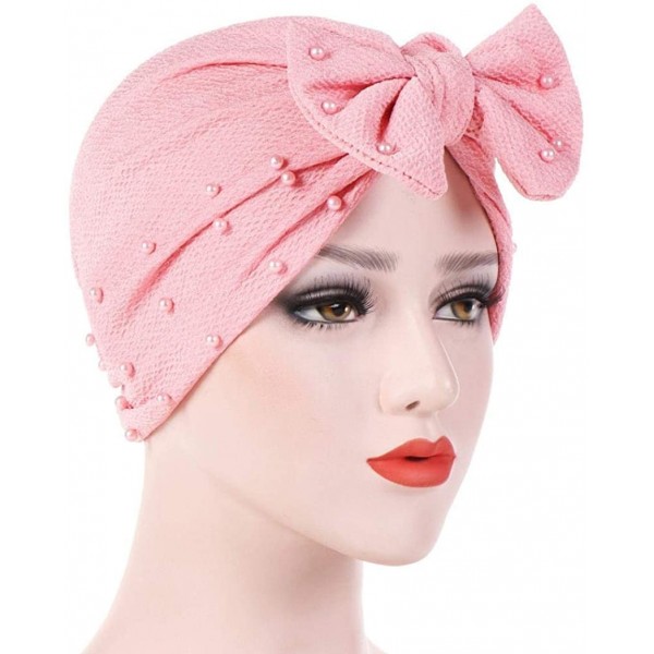 Skullies & Beanies Women Cancer Bow Chemo Hat Beanie Turban Head Wrap Cap with Bowknot - Pink B - CZ18HCOII48 $9.74