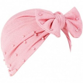 Skullies & Beanies Women Cancer Bow Chemo Hat Beanie Turban Head Wrap Cap with Bowknot - Pink B - CZ18HCOII48 $9.74