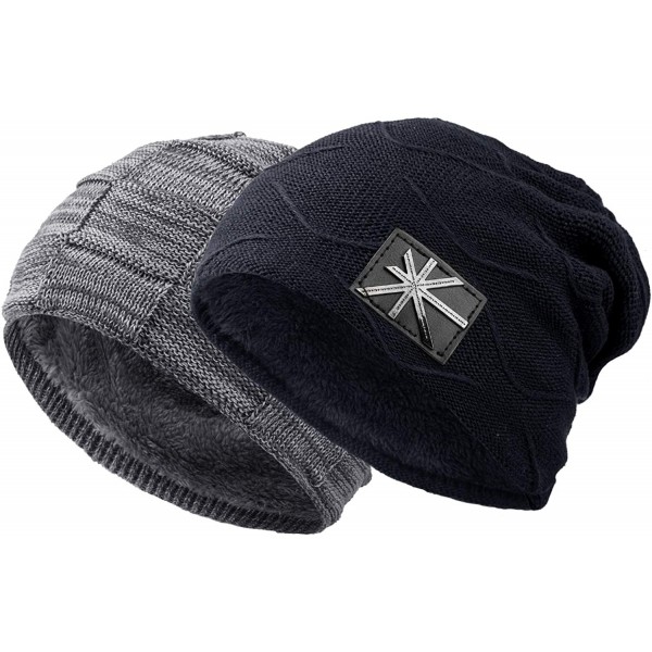 Skullies & Beanies 2 Pack Winter Hats for Men Baggy Beanie Ski Snow Skull Cap - A6-mens Hats - C218ULKM272 $11.54