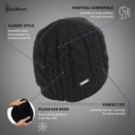 Skullies & Beanies Ponytail Hat - Cable Knit Winter Beanie for Women - Black - CI12K2YFRAR $24.26