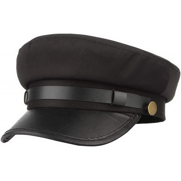 Newsboy Caps Men Women Yacht Captain Sailor Hat Newsboy Cabbie Baker Boy Peaked Beret Cap - Black - C118HT9ARGW $10.28