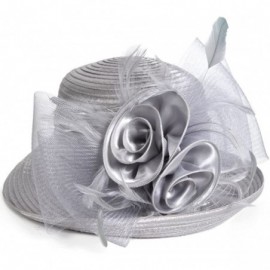 Sun Hats Womens Tea Party Church Baptism Kentucky Derby Dressy Hat - Silver Grey - C617XE70MOR $25.35