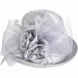 Sun Hats Womens Tea Party Church Baptism Kentucky Derby Dressy Hat - Silver Grey - C617XE70MOR $25.35