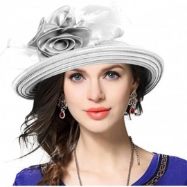 Sun Hats Womens Tea Party Church Baptism Kentucky Derby Dressy Hat - Silver Grey - C617XE70MOR $25.35