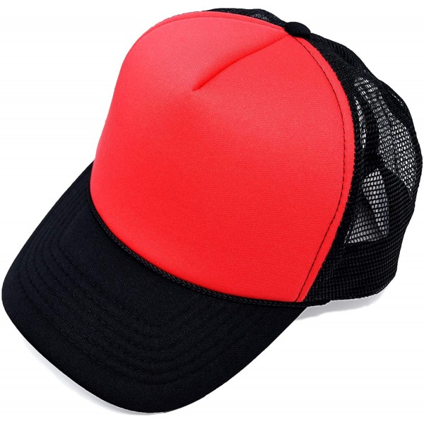 Baseball Caps Two Tone Trucker Hat Summer Mesh Cap with Adjustable Snapback Strap - Black-red - C6119N21H4B $10.32