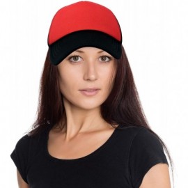 Baseball Caps Two Tone Trucker Hat Summer Mesh Cap with Adjustable Snapback Strap - Black-red - C6119N21H4B $10.32