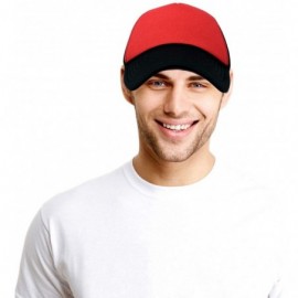 Baseball Caps Two Tone Trucker Hat Summer Mesh Cap with Adjustable Snapback Strap - Black-red - C6119N21H4B $10.32