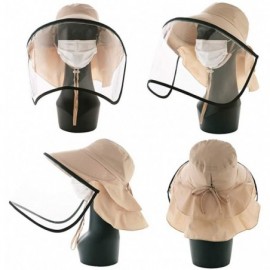 Bucket Hats Womens UPF50 Cotton Packable Sun Hats w/Chin Cord Wide Brim Stylish 54-60CM - 69085_beige(face Shield) - CX18EM2Z...