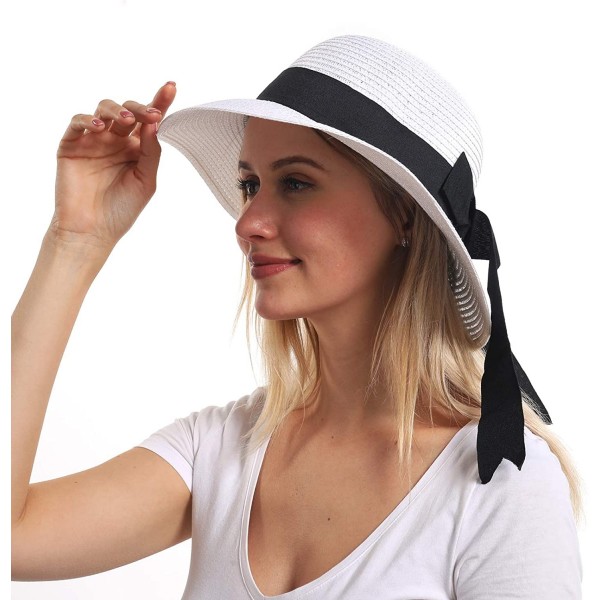 Sun Hats Womens Beach Sun Straw Hat- Floppy Beach hat & Wide Brim Braided Sun Hat - UPF 50+ Maximum Sun Protection - CZ194K6S...