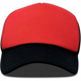 Baseball Caps Two Tone Trucker Hat Summer Mesh Cap with Adjustable Snapback Strap - Black-red - C6119N21H4B $10.32