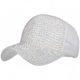 Sun Hats CocoMarket Women's Fashion Rhinestone Hats Female Baseball Cap Bling Diamond Hat - White - C718EK26ZMZ $19.90