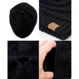 Skullies & Beanies BeanieTail Soft Stretch Cable Knit Messy High Bun Ponytail Beanie Hat - C812O6U5HMJ $11.73