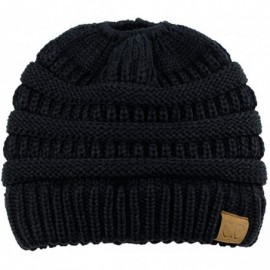 Skullies & Beanies BeanieTail Soft Stretch Cable Knit Messy High Bun Ponytail Beanie Hat - C812O6U5HMJ $11.73