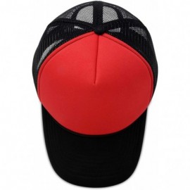 Baseball Caps Two Tone Trucker Hat Summer Mesh Cap with Adjustable Snapback Strap - Black-red - C6119N21H4B $10.32