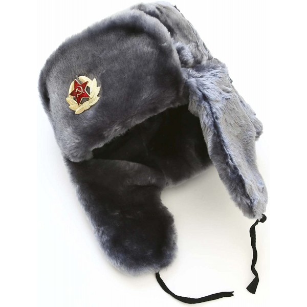 Skullies & Beanies Hat Russian Soviet Army Air force Fur Military Ushanka Gray Size XXXL - 64cm - CH113Z56WHT $21.97