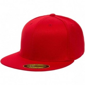 Baseball Caps Premium 210 Flexfit Fitted Flatbill Hat with NoSweat Hat Liner - Red - CT18O952SL9 $16.17