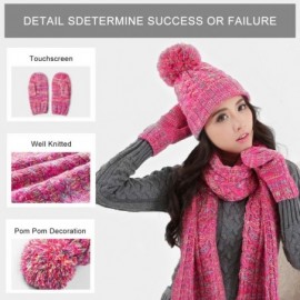 Skullies & Beanies Knitted Beanie Gloves & Scarf Winter Set Warm Thick Fashion Hat Mittens 3 in 1 Cold Weather For Women - C3...