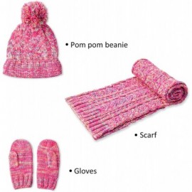 Skullies & Beanies Knitted Beanie Gloves & Scarf Winter Set Warm Thick Fashion Hat Mittens 3 in 1 Cold Weather For Women - C3...