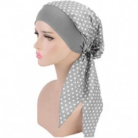 Skullies & Beanies Women Vintage Silky Turbans Bonnet Elastic Wide Band Multifunction Printing Hat Chemo Hair Loss Cap - 3 Pa...