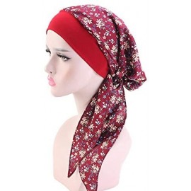 Skullies & Beanies Women Vintage Silky Turbans Bonnet Elastic Wide Band Multifunction Printing Hat Chemo Hair Loss Cap - 3 Pa...