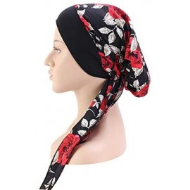 Skullies & Beanies Women Vintage Silky Turbans Bonnet Elastic Wide Band Multifunction Printing Hat Chemo Hair Loss Cap - 3 Pa...