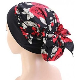 Skullies & Beanies Women Vintage Silky Turbans Bonnet Elastic Wide Band Multifunction Printing Hat Chemo Hair Loss Cap - 3 Pa...